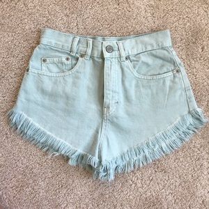 aqua high waisted denim shorts